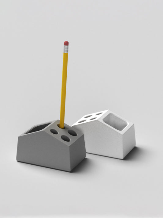 Modern Concrete Pen Holder with Multiple Storage Holes