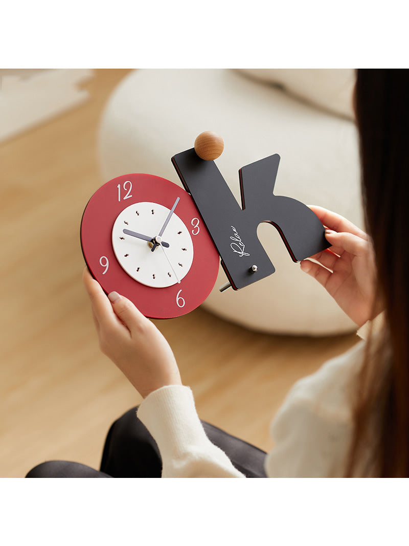 Modern Minimalist OK Shape Silent Table Clock - Stylish Office & Home Art Decor