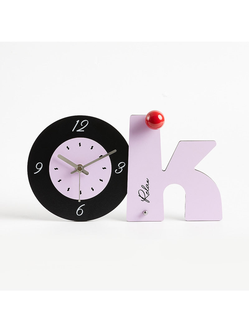 Modern Minimalist OK Shape Silent Table Clock - Stylish Office & Home Art Decor