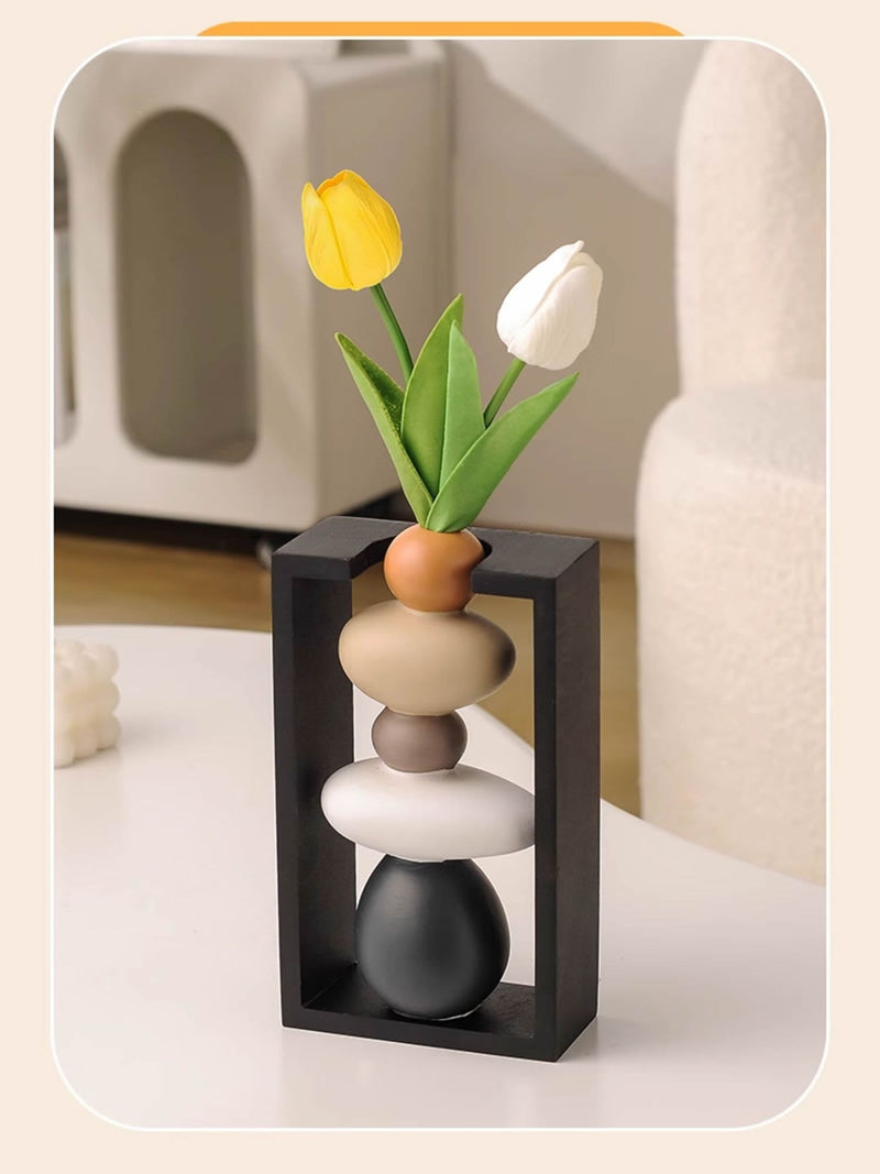 Pebble-Inspired Art Table Vase - Modern Home & Office Decor for Living Room or Desk