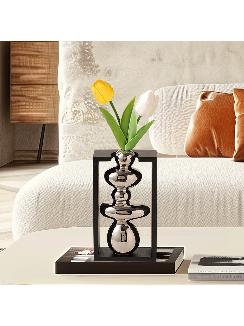 Pebble-Inspired Art Table Vase - Modern Home & Office Decor for Living Room or Desk