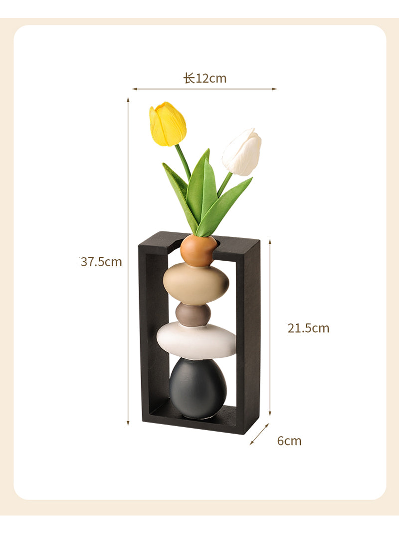 Pebble-Inspired Art Table Vase - Modern Home & Office Decor for Living Room or Desk