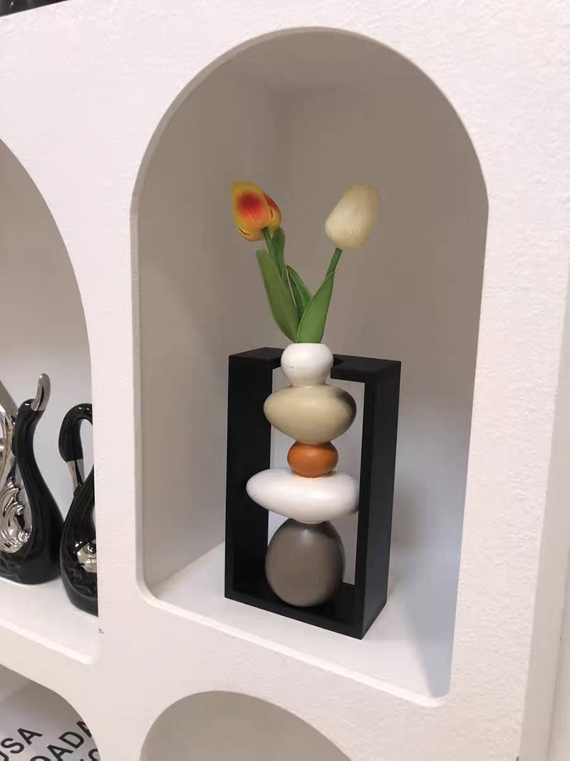 Pebble-Inspired Art Table Vase - Modern Home & Office Decor for Living Room or Desk