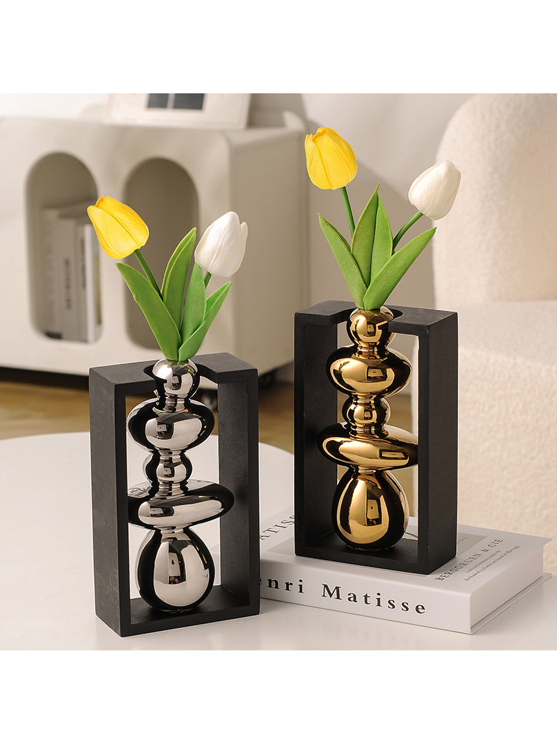 Pebble-Inspired Art Table Vase - Modern Home & Office Decor for Living Room or Desk