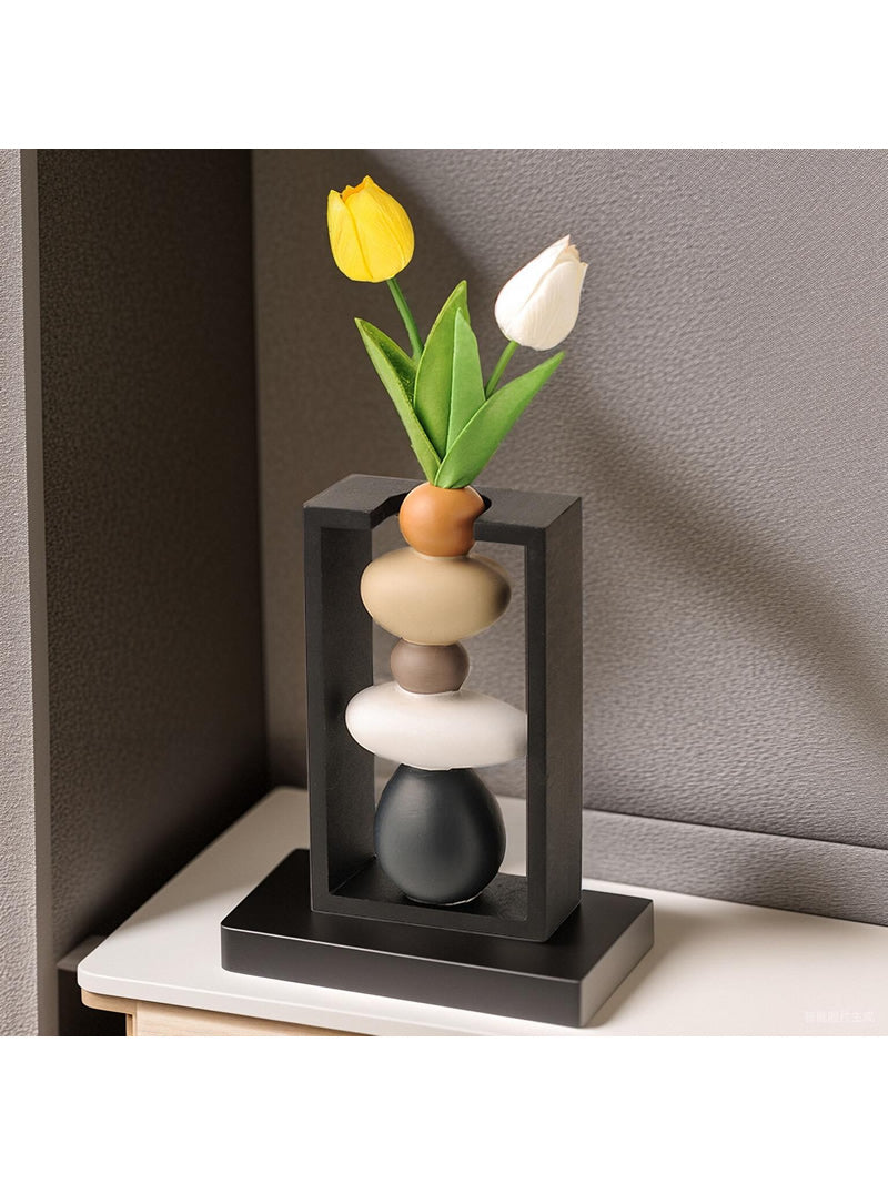 Pebble-Inspired Art Table Vase - Modern Home & Office Decor for Living Room or Desk