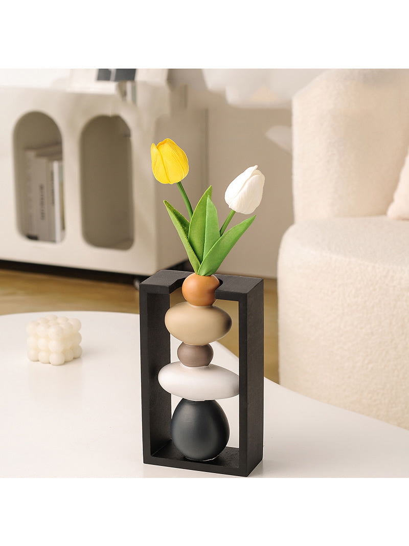 Pebble-Inspired Art Table Vase - Modern Home & Office Decor for Living Room or Desk