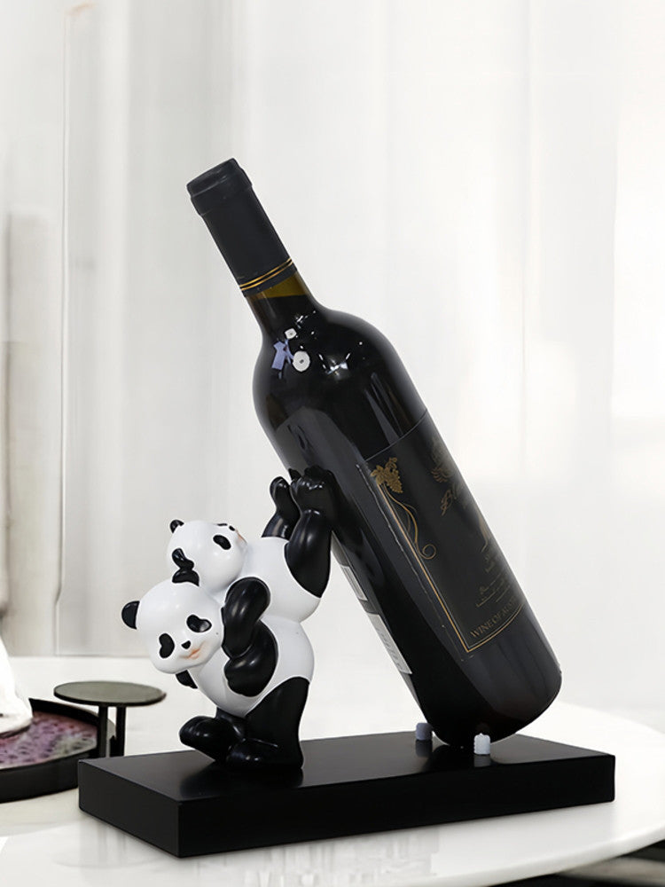 Mother and Baby Panda Wine Rack: Creative Decoration Bottle Holder