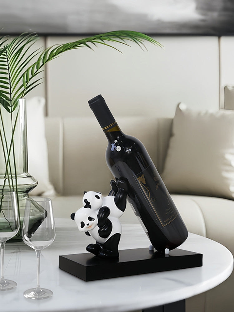 Mother and Baby Panda Wine Rack: Creative Decoration Bottle Holder