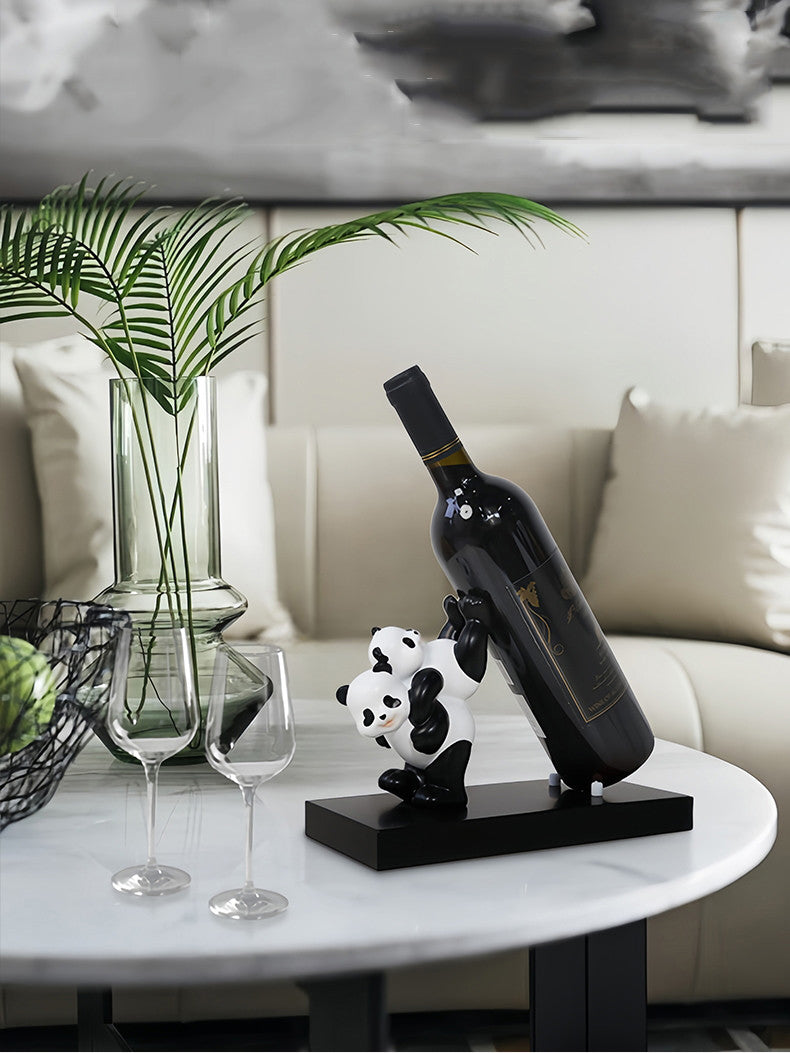 Mother and Baby Panda Wine Rack: Creative Decoration Bottle Holder