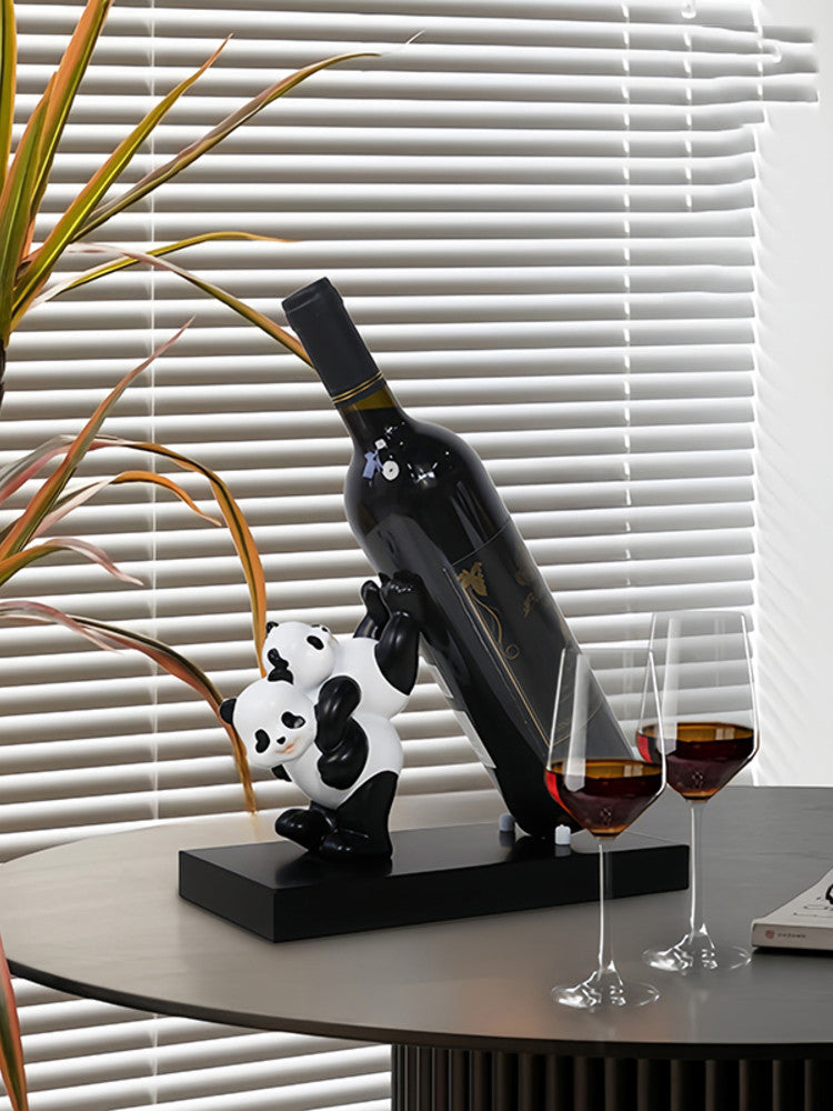 Mother and Baby Panda Wine Rack: Creative Decoration Bottle Holder