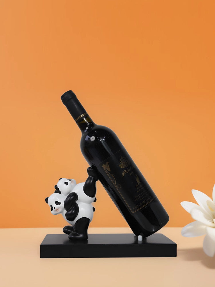 Mother and Baby Panda Wine Rack: Creative Decoration Bottle Holder