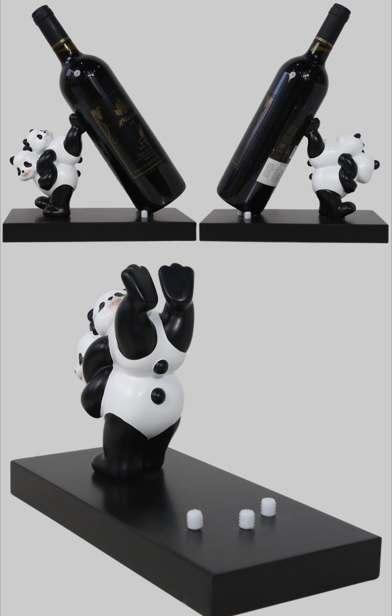 Mother and Baby Panda Wine Rack: Creative Decoration Bottle Holder