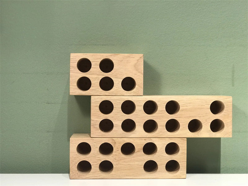 Multi-Hole Wooden Pen Holder: Versatile Tool Organizer