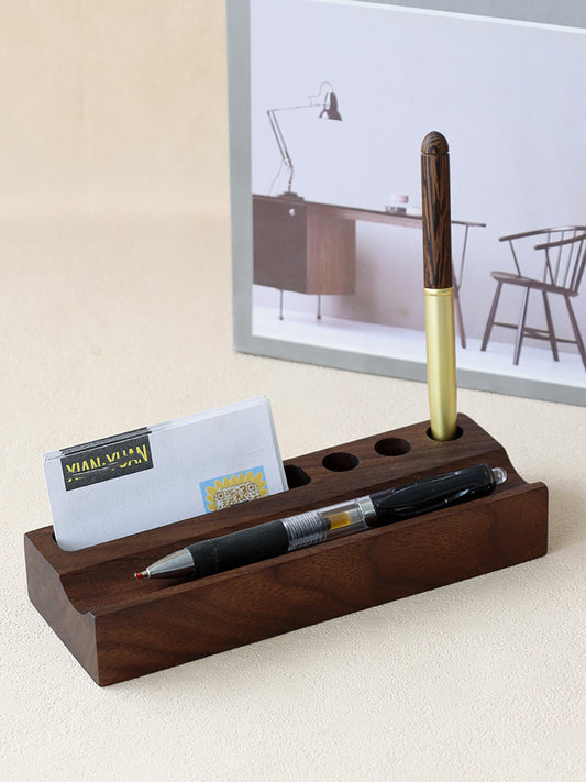 Multifunctional Wooden Pen Holder, Business Card Holder