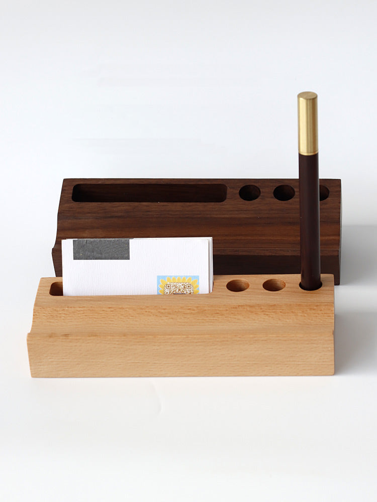 Multifunctional Wooden Pen Holder, Business Card Holder