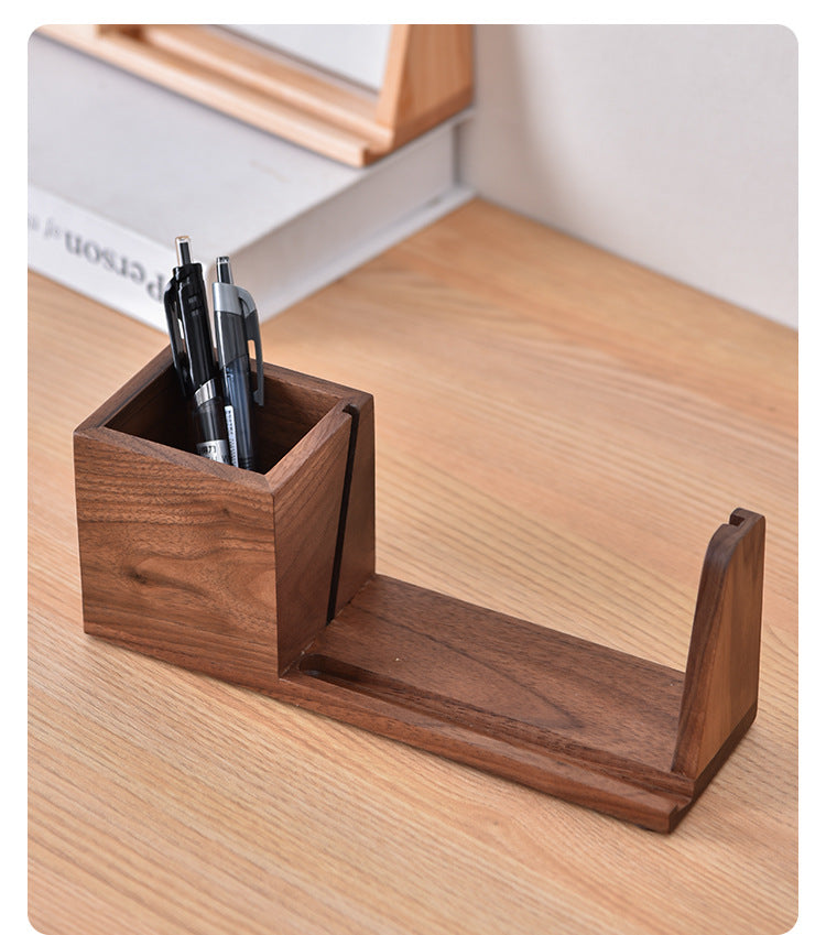 Multifunctional Wooden Pen Holder - Organizer, Photo Frame, and Phone Stand