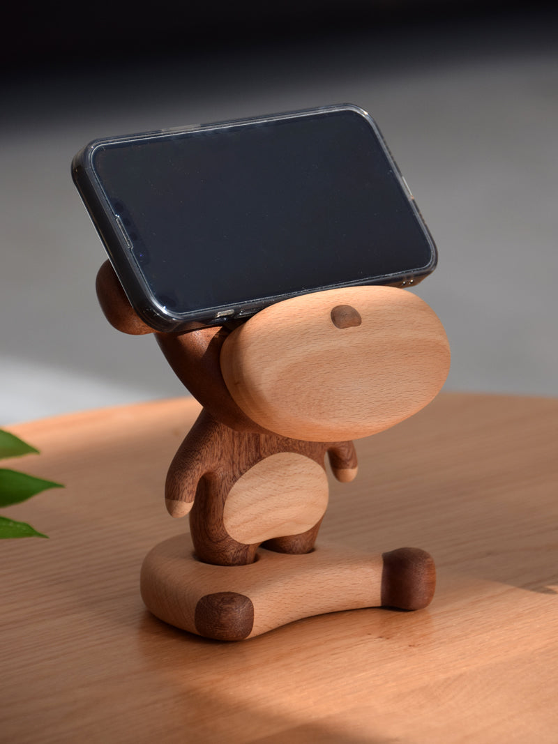 Naughty Monkey Wooden Phone Holder, Decorative Small Ornaments, Creative Gifts