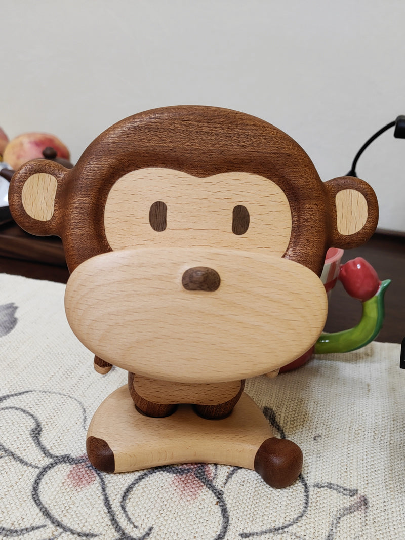 Naughty Monkey Wooden Phone Holder, Decorative Small Ornaments, Creative Gifts