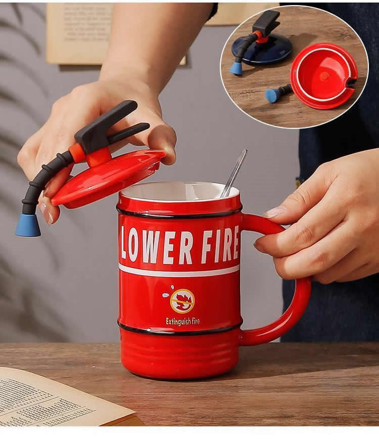 Novelty Mini Fire Extinguisher Ceramic Mug: Perfect Gift for Firefighters and Fun Lovers