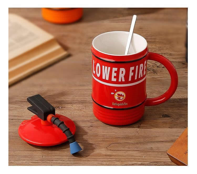 Novelty Mini Fire Extinguisher Ceramic Mug: Perfect Gift for Firefighters and Fun Lovers