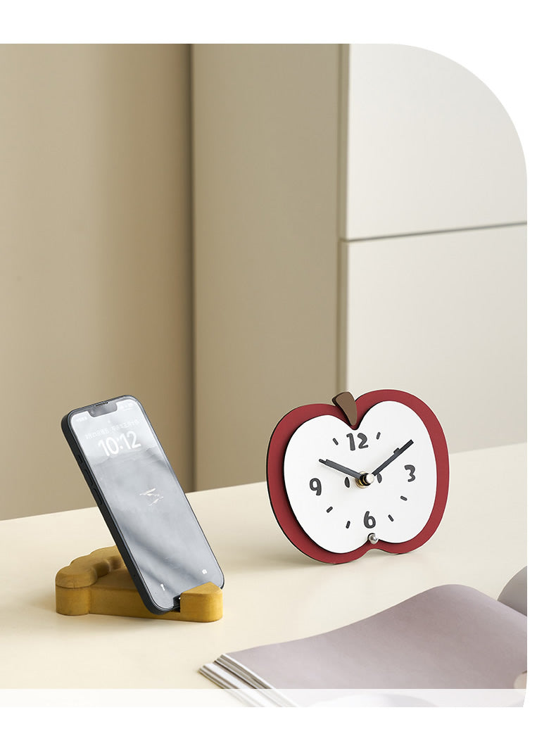 Office Decoration Modern Art Apple Silent Desk Clock