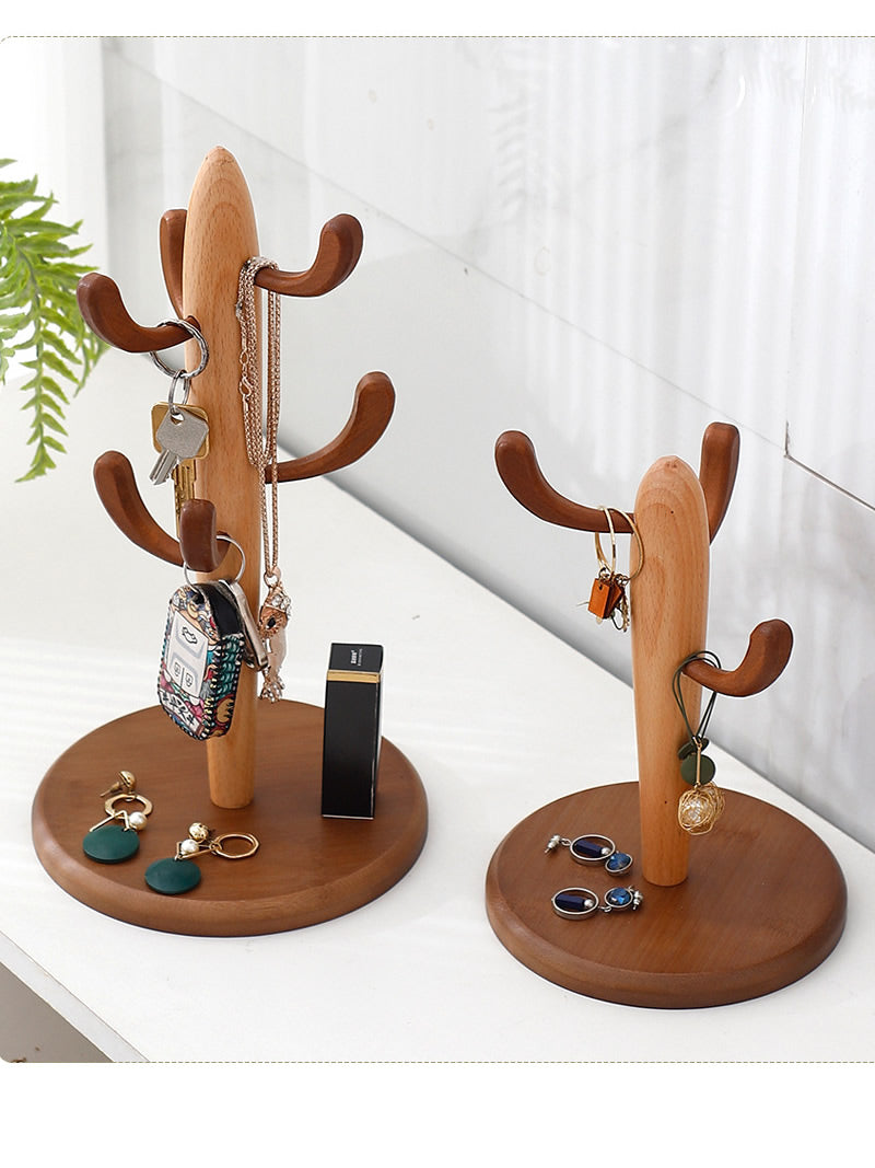 Office Wooden Cactus Desktop Storage Holder, Desktop Organization Ideas