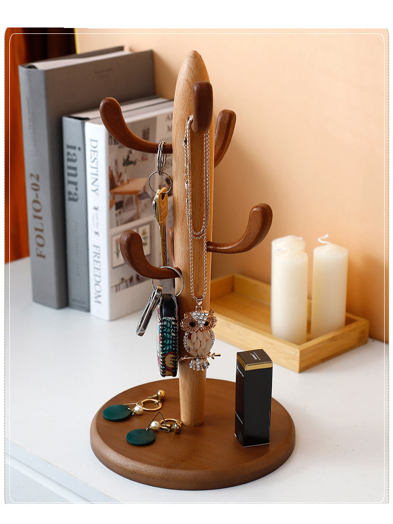 Office Wooden Cactus Desktop Storage Holder, Desktop Organization Ideas