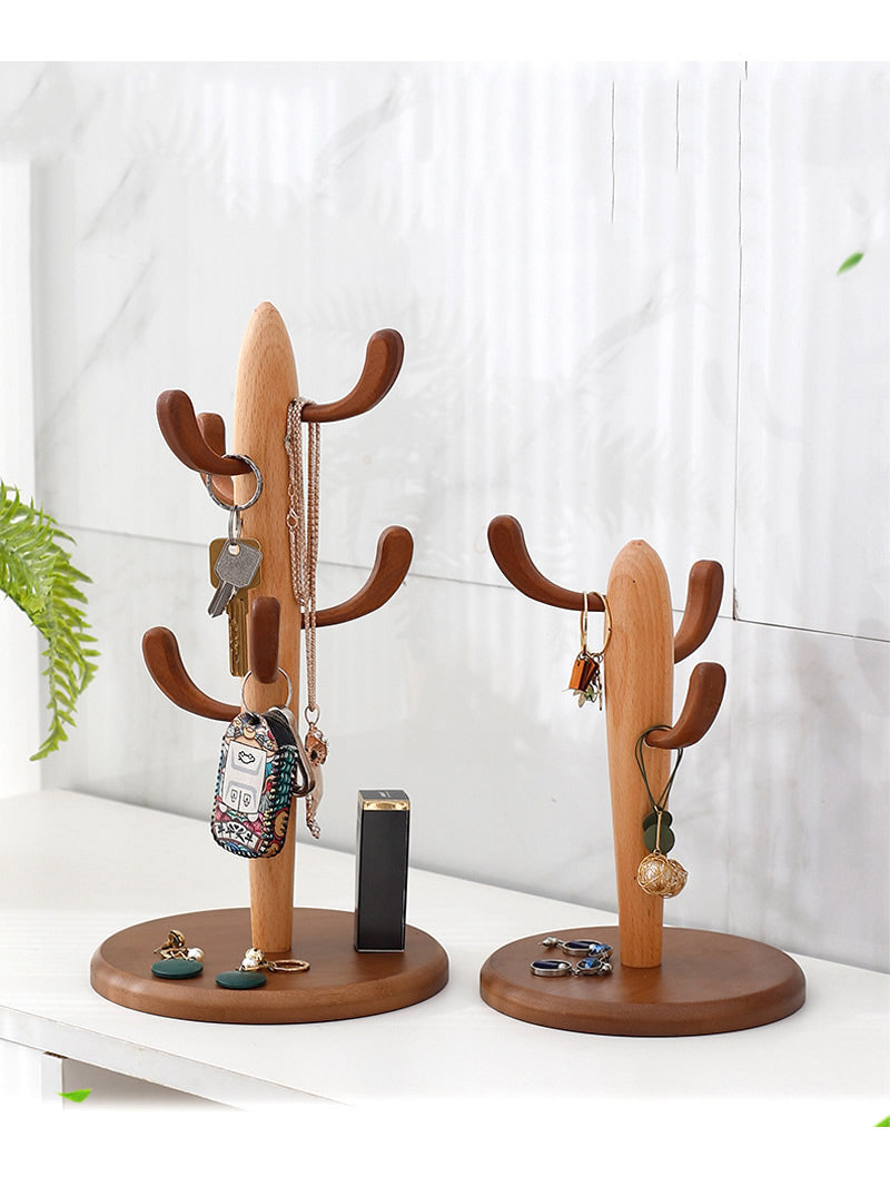 Office Wooden Cactus Desktop Storage Holder, Desktop Organization Ideas