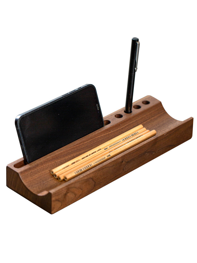 Office Wooden Pen Holder, Phone Holder, Storage Tray