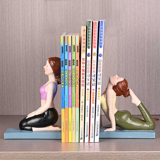 Office Yoga Girl Sculpture Bookends, Desktop Decoration Ornaments