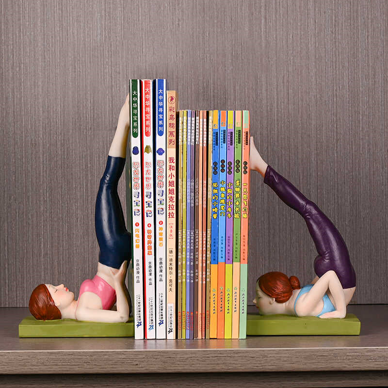 Office Yoga Girl Sculpture Bookends, Desktop Decoration Ornaments