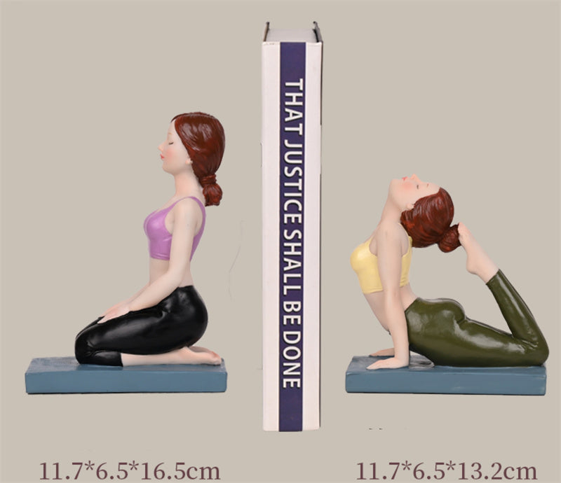 Office Yoga Girl Sculpture Bookends, Desktop Decoration Ornaments