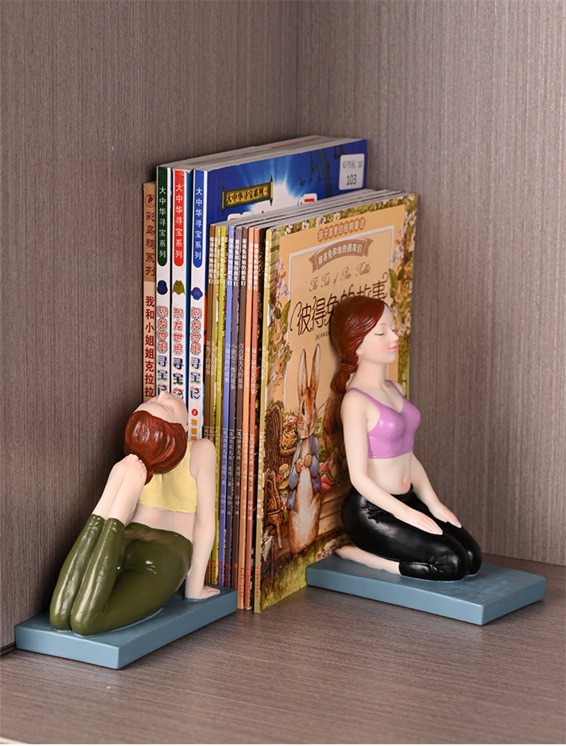 Office Yoga Girl Sculpture Bookends, Desktop Decoration Ornaments