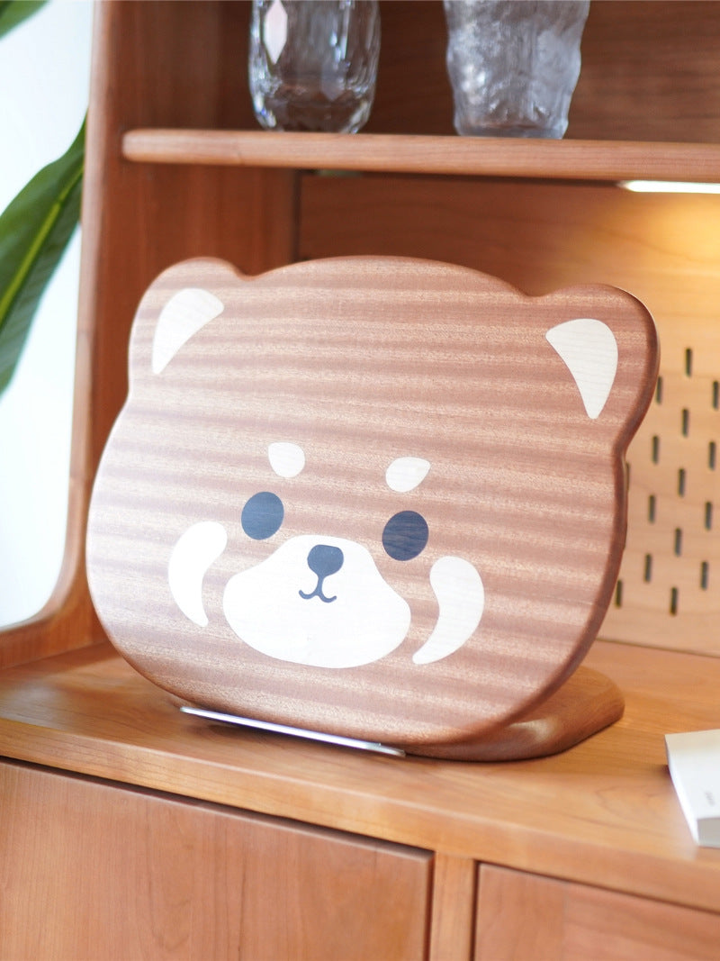 Panda Wooden Ipad Stand: Foldable Rotatable Tablet Holder Reading Rack