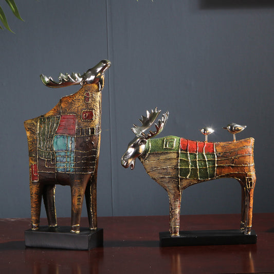 Pastoral Abstract Elk Desktop Decorative Sculpture Ornaments