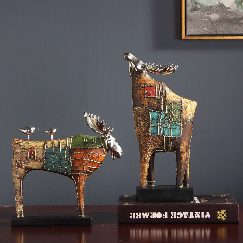 Pastoral Abstract Elk Desktop Decorative Sculpture Ornaments