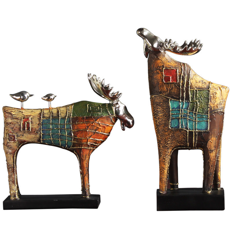 Pastoral Abstract Elk Desktop Decorative Sculpture Ornaments