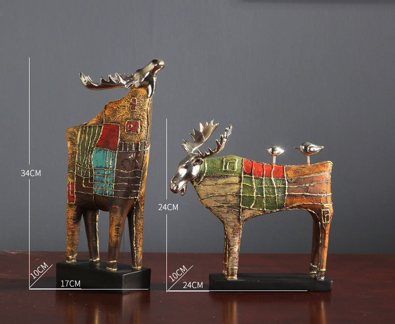 Pastoral Abstract Elk Desktop Decorative Sculpture Ornaments