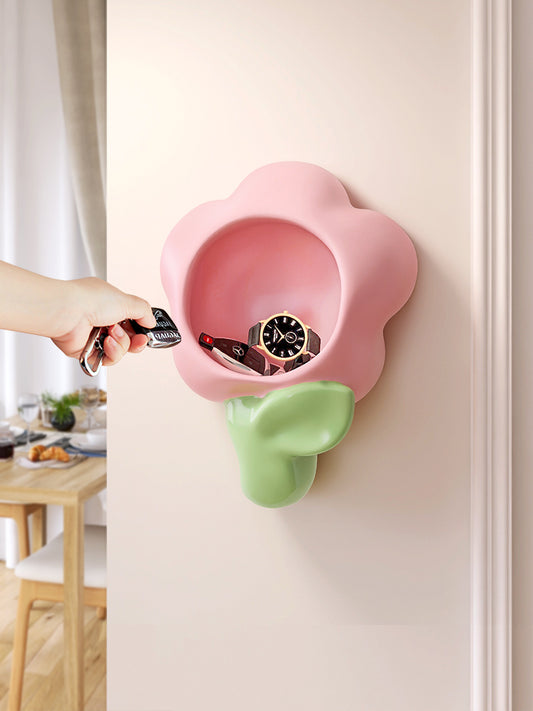 Pink Flower Wall Hanging Storage Box, Beautiful Home Decoration Ideas