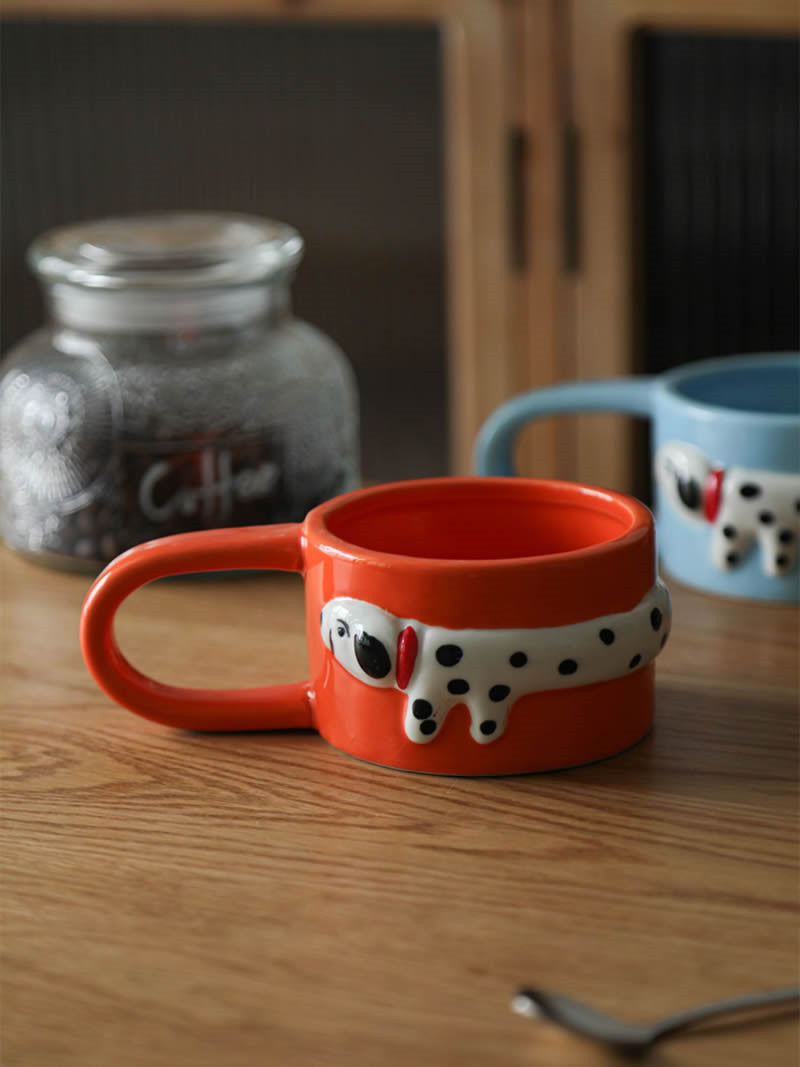 Playful Dachshund Dog Ceramic Coffee Mug: Whimsical Canine Design