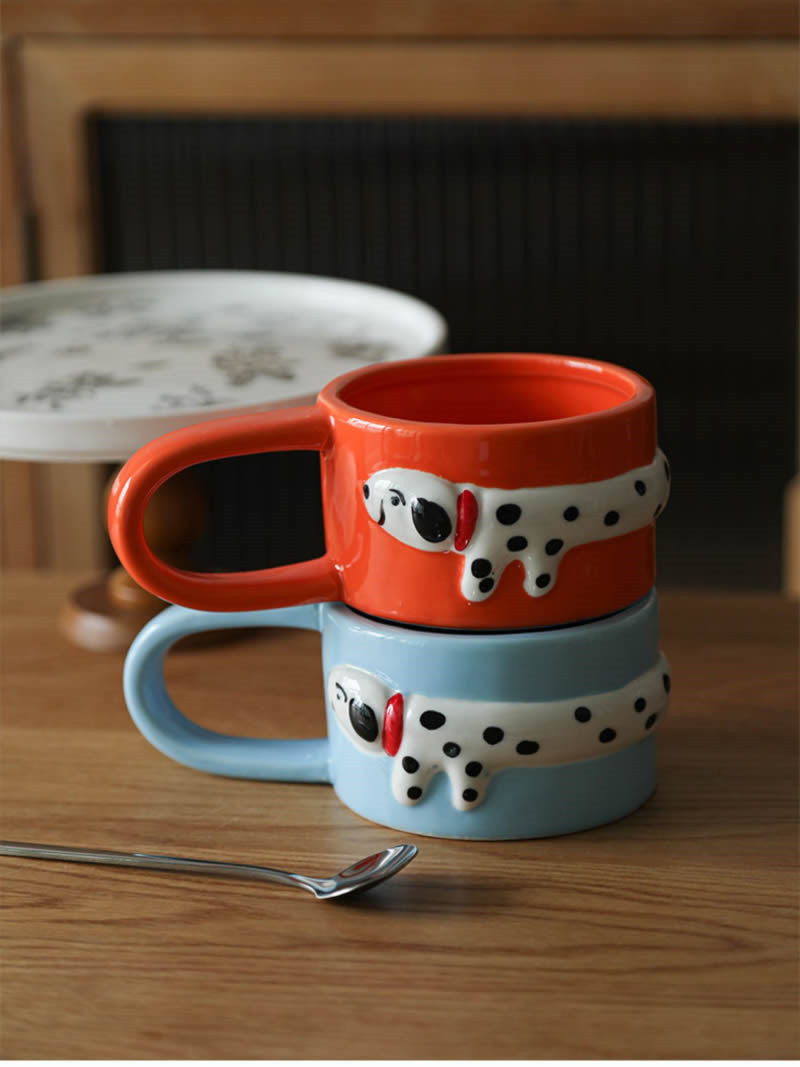 Playful Dachshund Dog Ceramic Coffee Mug: Whimsical Canine Design