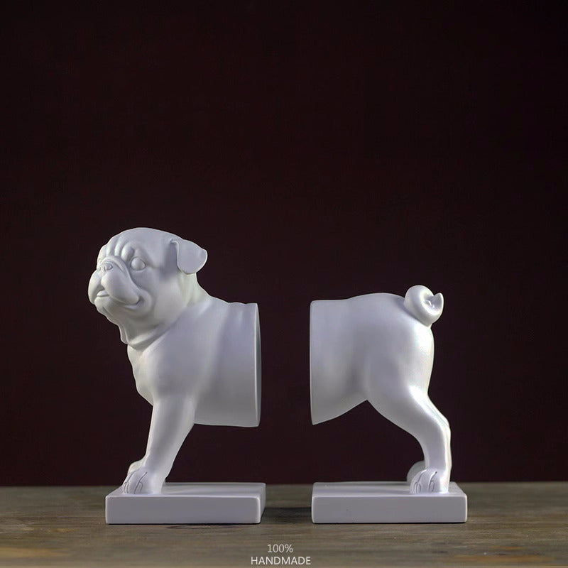 Playful Fat Pet Dog Bookend: Quirky Office Decoration