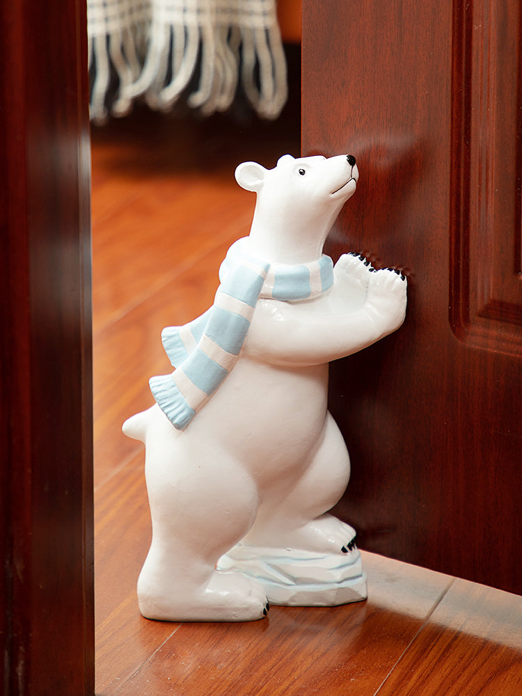 Polar Bear Decoration With Scarf, Suitable For Bookends And Door Stops