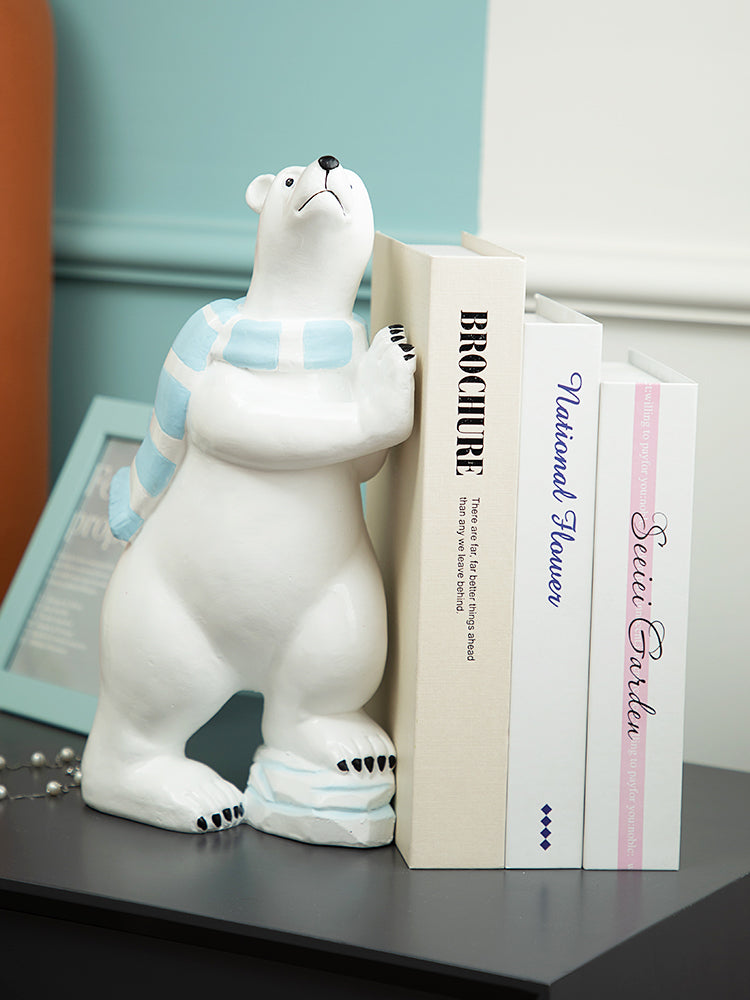 Polar Bear Decoration With Scarf, Suitable For Bookends And Door Stops