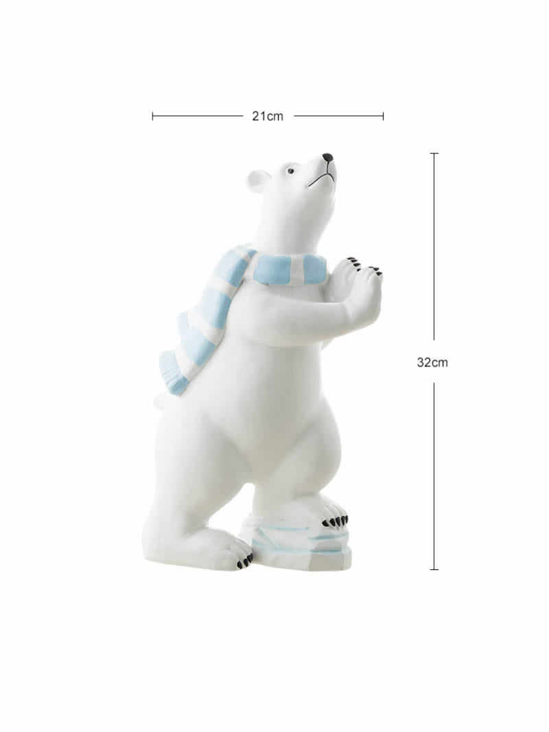 Polar Bear Decoration With Scarf, Suitable For Bookends And Door Stops