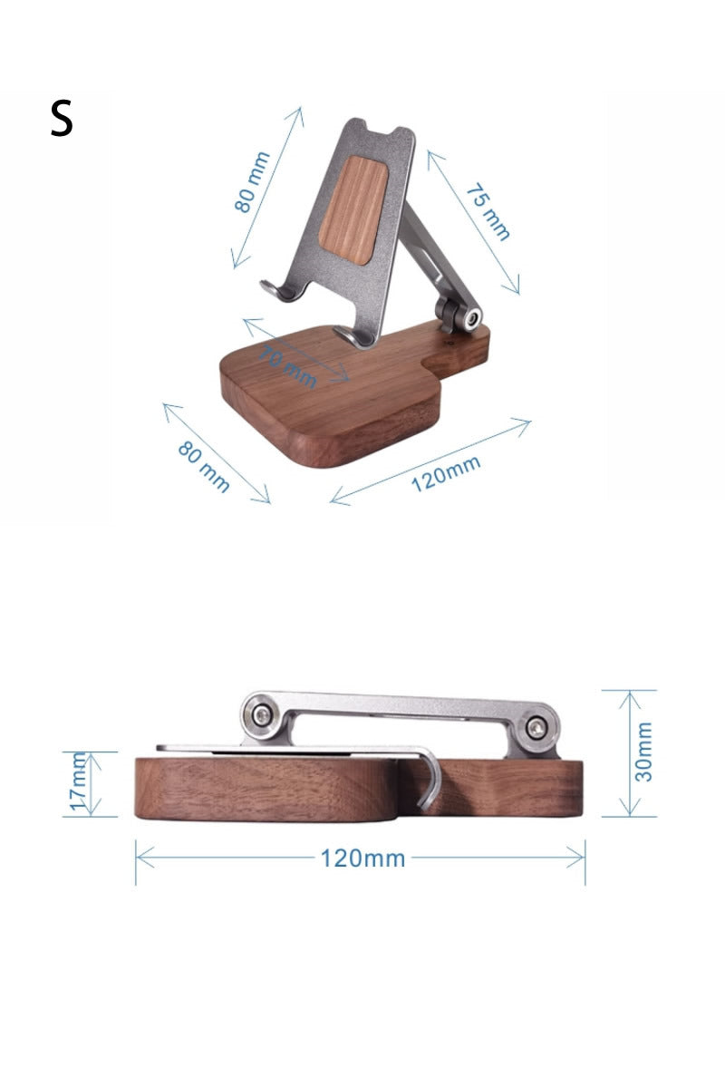 Portable Solid Wood Aluminum Alloy Folding Mobile Phone Stand, Ipad Tablet Stand