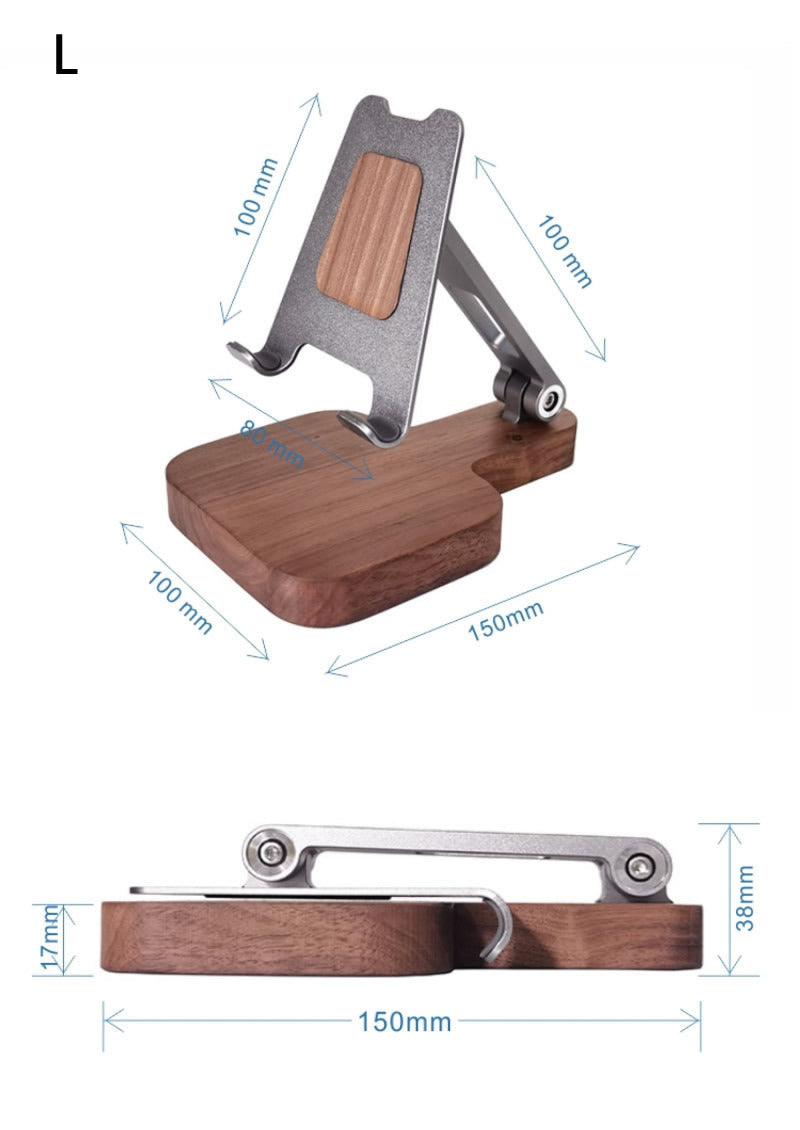 Portable Solid Wood Aluminum Alloy Folding Mobile Phone Stand, Ipad Tablet Stand