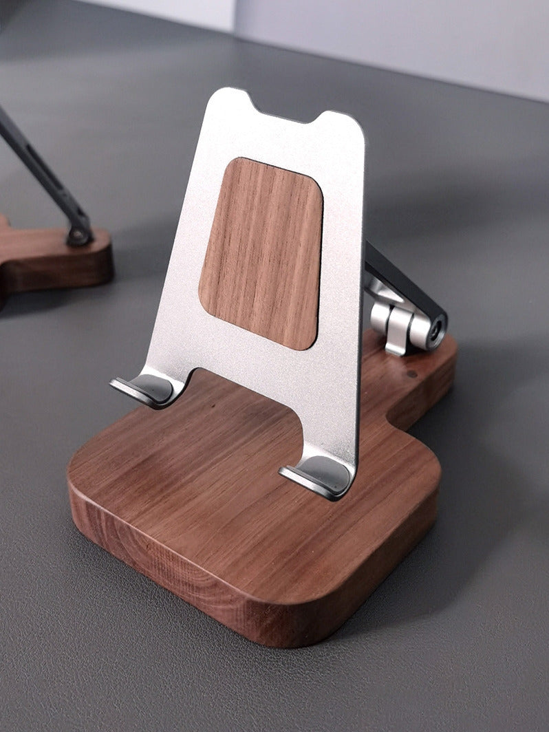 Portable Solid Wood Aluminum Alloy Folding Mobile Phone Stand, Ipad Tablet Stand