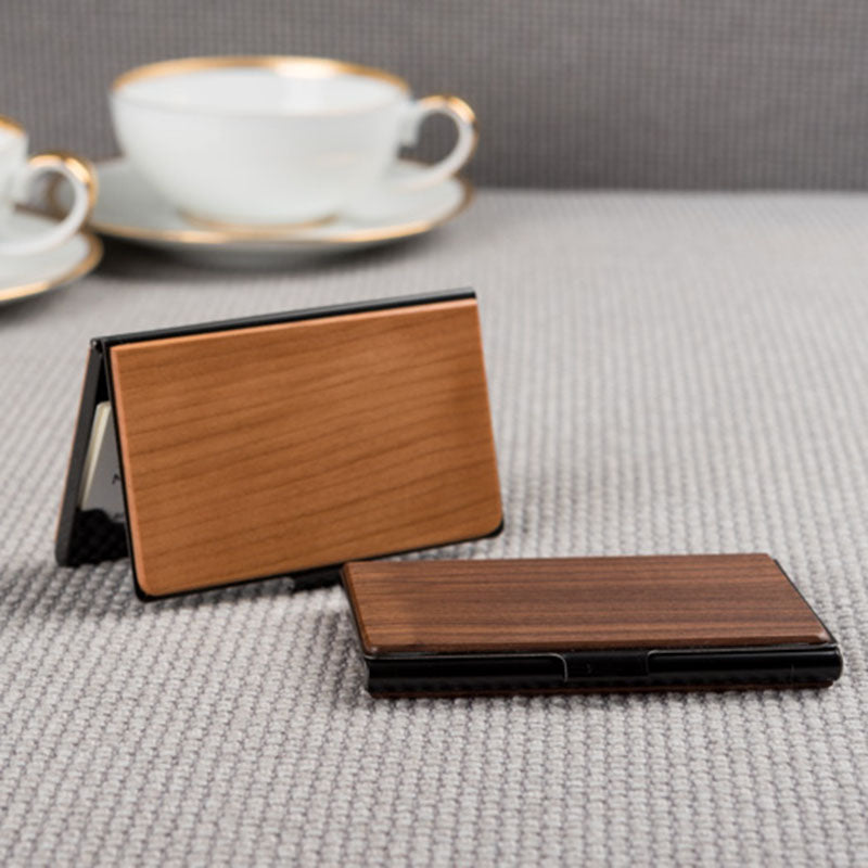 Portable wooden business card box, office business gift