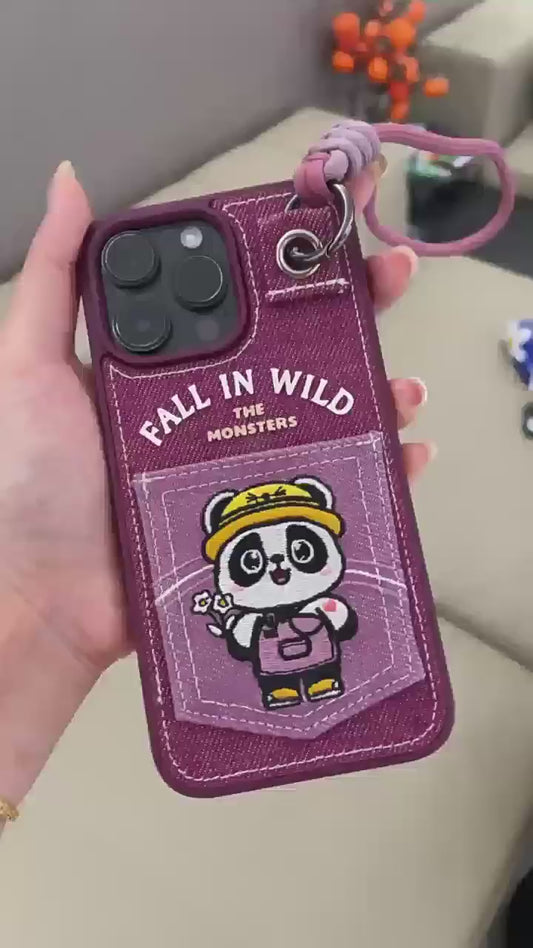 Happy Panda Fabric iPhone Phone Case,iphone 16/iPhone 16 pro/iPhone 16 Pro Max